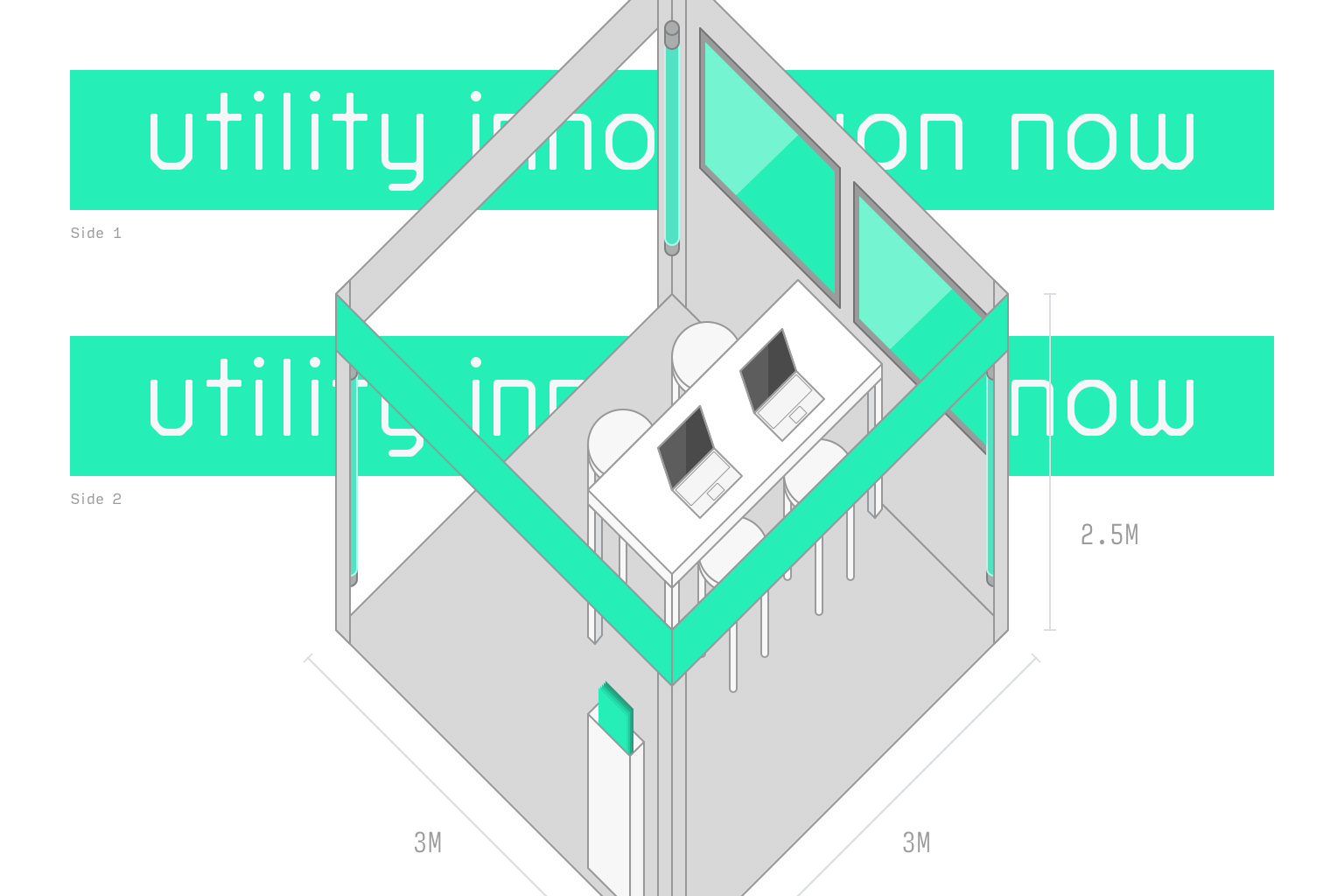 A technical drawing of a tradeshow booth